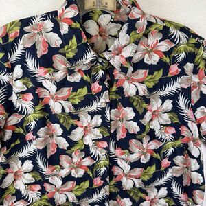 SSLR Womens Floral Short Sleeve Button Up Breathable Hawaiian Shirt Beach Sz M